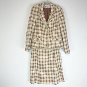 Noviello-Bloom Skirt Suit Jacket Womens 12 Wool Tweed Boucle Old Money Classic